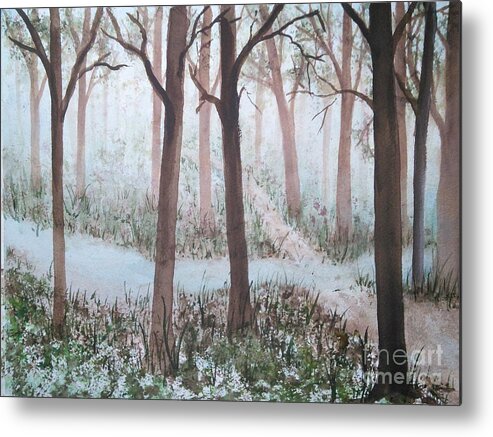 Stream Crossing Path Metal Print featuring the painting Different Paths by Susan Nielsen