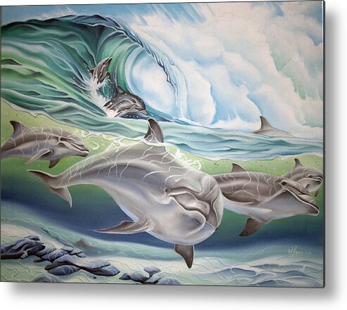 Dolphins Metal Print featuring the painting Dolphin 2 by William Love