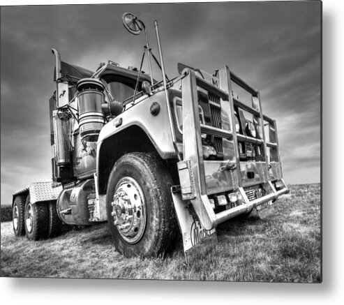 Big Rig Metal Print featuring the photograph Done Hauling - Black and White by Gill Billington