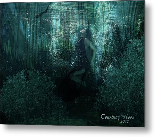 Photomanipulation Metal Print featuring the digital art Double Exposure by Courtney Herz