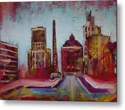 Asheville Painting Metal Print featuring the painting Downtown Asheville Painting Pack Square North Carolina City by Gray Artus