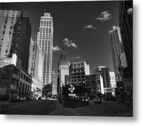 Detroit Michigan Metal Print featuring the photograph Downtown Detroit 003 BW by Lance Vaughn
