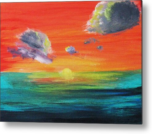 Drama Metal Print featuring the painting Drama in the skies by Trilby Cole
