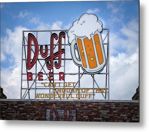 Duff Beer Sign Metal Print featuring the photograph Duff Beer Sign by Wade Brooks