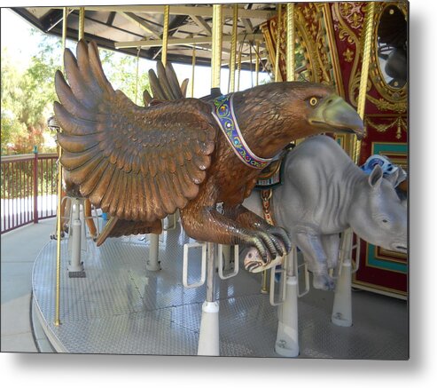 Eagle With Fish Metal Print featuring the photograph Eagle With Fish on Carousel by Colleen Cornelius