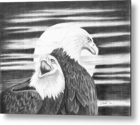 Bird Metal Print featuring the drawing Eagles by Lawrence Tripoli
