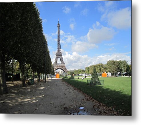 Eiffel Tower Metal Print featuring the photograph Eiffel Tower Autumn Leaves Paris France by John Shiron