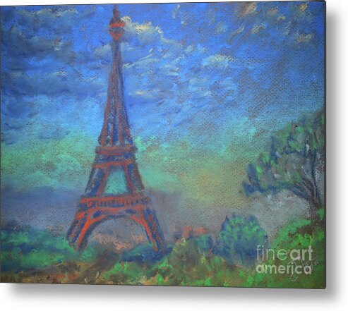 Eiffel Metal Print featuring the pastel Eiffel Tower by Jerome Wilson