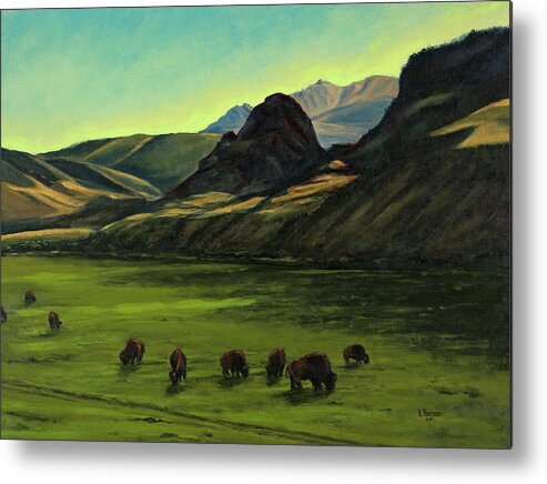 Mountains Metal Print featuring the painting Electric Peak from Slip and Slide Ranch by Les Herman