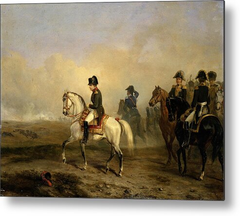 Horace Vernet Metal Print featuring the painting Emperor Napoleon I and his Staff on Horseback by Horace Vernet