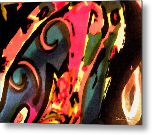 Abstract Metal Print featuring the mixed media En Joy by Sandi OReilly