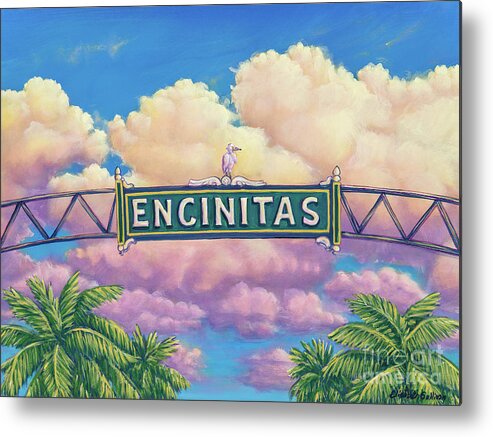 Encinitas Sign Metal Print featuring the painting Encinitas Sunset by Elisabeth Sullivan