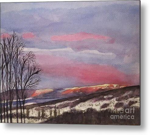 Winter Metal Print featuring the painting End of Day by Sue Carmony