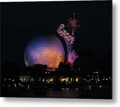 Epcot Metal Print featuring the photograph Epcot at Night II by Creative Solutions RipdNTorn