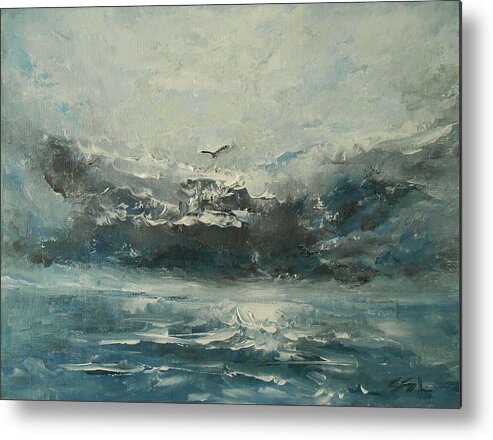 Abstract Metal Print featuring the painting Even If The Skies Get Rough by Jane See
