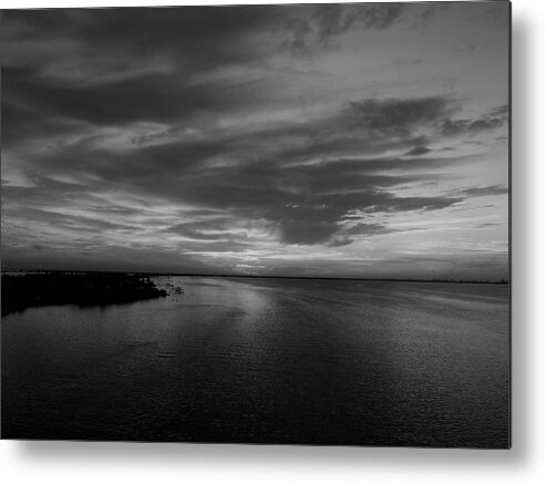 Black And White Metal Print featuring the photograph Evening Glow Black and White by Jerry Connally