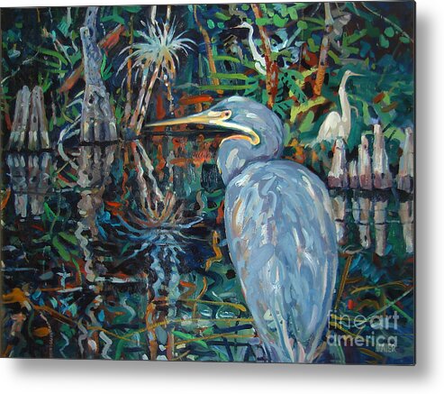 Blue Herron Metal Print featuring the painting Everglades by Donald Maier