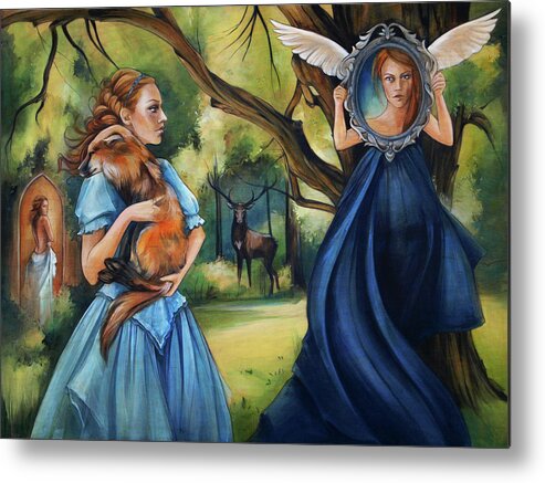 Mirror Metal Print featuring the painting Evolution of the Spirit by Jacqueline Hudson
