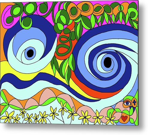 Abstract Metal Print featuring the digital art Eyes of the Storm by Laura Smith