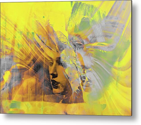 Face Metal Print featuring the photograph Faces in yellow and grey by Gabi Hampe