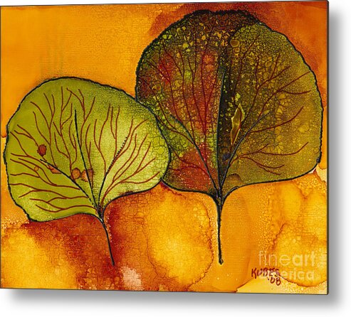 Leaf Metal Print featuring the painting Fall Leaves by Susan Kubes