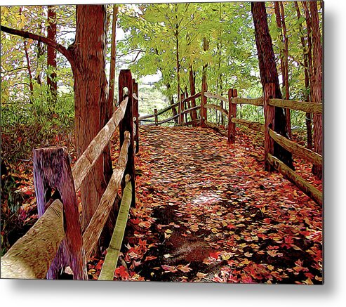 Nature Metal Print featuring the photograph Fall Pathway by Linda Carruth