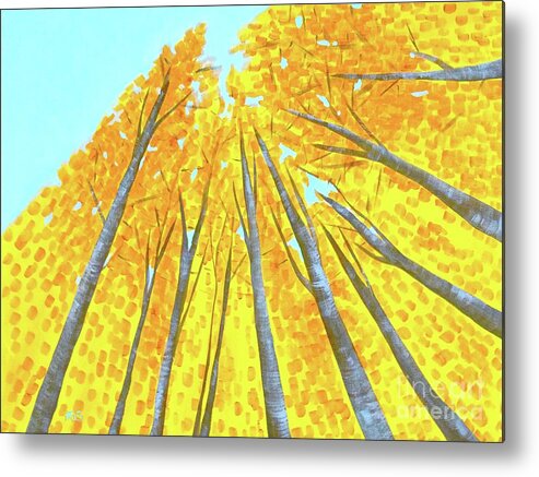 Trees Metal Print featuring the painting Fall by Wonju Hulse
