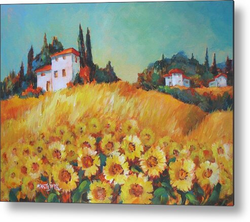 Landscape Metal Print featuring the painting Fields of Tuscany by Marta Styk