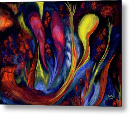 Abstract Art Metal Print featuring the painting Fire Flowers by Joe Baltich