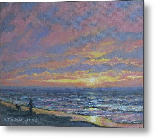 Beach Metal Print featuring the painting First Light - Golden Mile by Kathleen McDermott