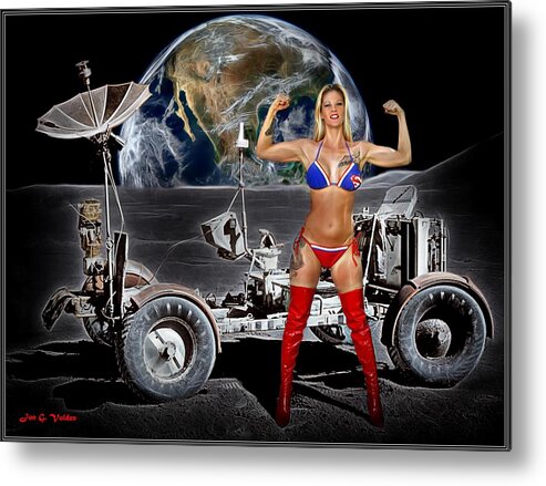 Fantasy Metal Print featuring the painting First Woman On The Moon by Jon Volden