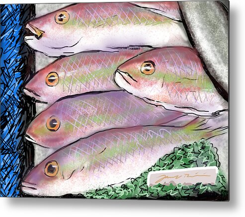 Fish Metal Print featuring the digital art Fish Market by Jean Pacheco Ravinski