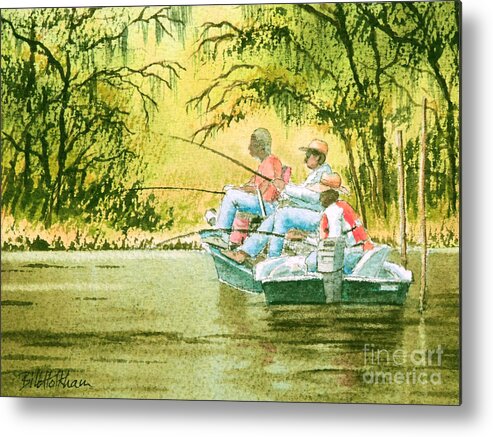 Fishing Metal Print featuring the painting Fishing For Mullet by Bill Holkham