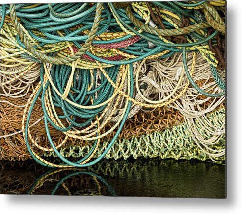 Fishing Metal Print featuring the photograph Fishnets and Ropes by Carol Leigh
