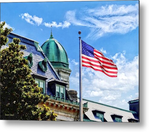 Tecumseh Court Metal Print featuring the photograph Flag Flying Over Tecumseh Court by Susan Savad