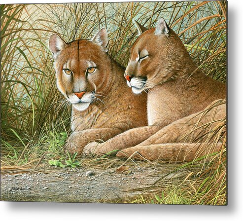 Panther Metal Print featuring the painting Florida Siblings by Mike Brown