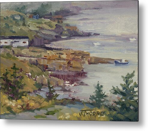 Coast Metal Print featuring the painting Fog Lifting by Jane Thorpe