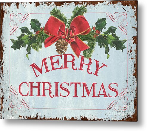 #faaAdWordsBest Metal Print featuring the painting Folk Merry Christmas by Debbie DeWitt