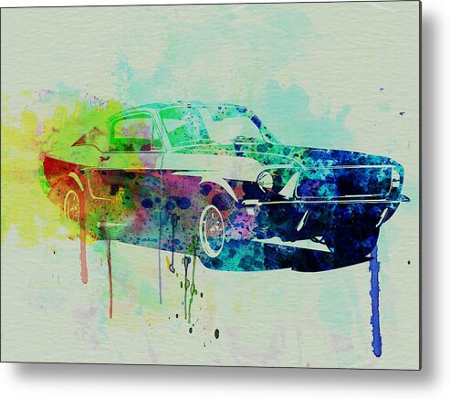 Ford Mustang Metal Print featuring the painting Ford Mustang Watercolor 2 by Naxart Studio