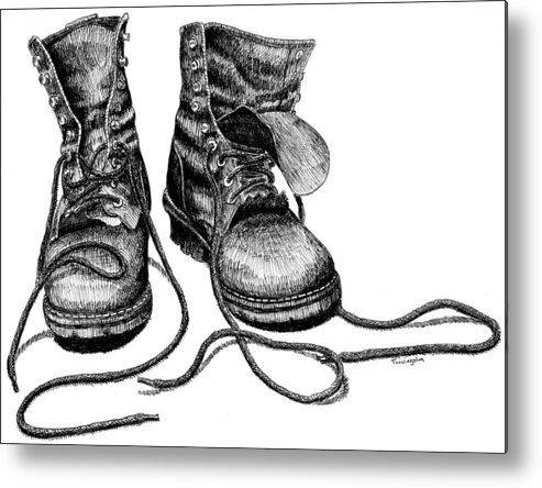Boots Metal Print featuring the drawing Forester's Boots by Timothy Livingston
