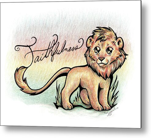 Inspirational Metal Print featuring the drawing Inspirational Animal LION by Sipporah Art and Illustration