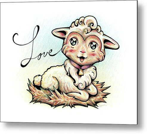 Nature Metal Print featuring the drawing Inspirational Animal LAMB by Sipporah Art and Illustration