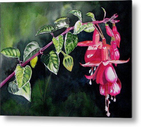 Flower Metal Print featuring the painting Fuchsia by Maria Barry