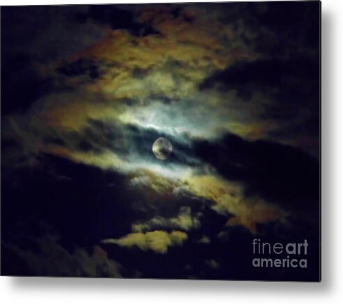 Moon Metal Print featuring the photograph Full Moon and Clouds by D Hackett
