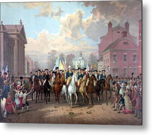 George Washington Metal Print featuring the painting General Washington Enters New York by War Is Hell Store