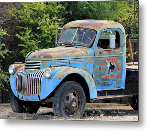  Metal Print featuring the photograph Geraine's Blue Truck by Matalyn Gardner