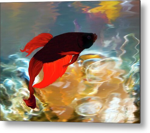 Mixed Media Metal Print featuring the painting Gilberts Red Beta by Patricia Griffin Brett