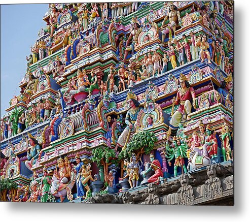 Richard Reeve Metal Print featuring the photograph Gods above X - Kapaleeshwarar Temple, Mylapore by Richard Reeve