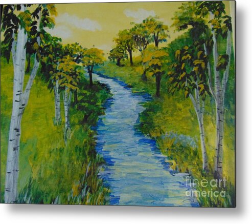 Trees Metal Print featuring the painting Golden Aspens by Saundra Johnson