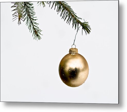 Background Metal Print featuring the photograph Golden Christmas Ornament by Jim DeLillo